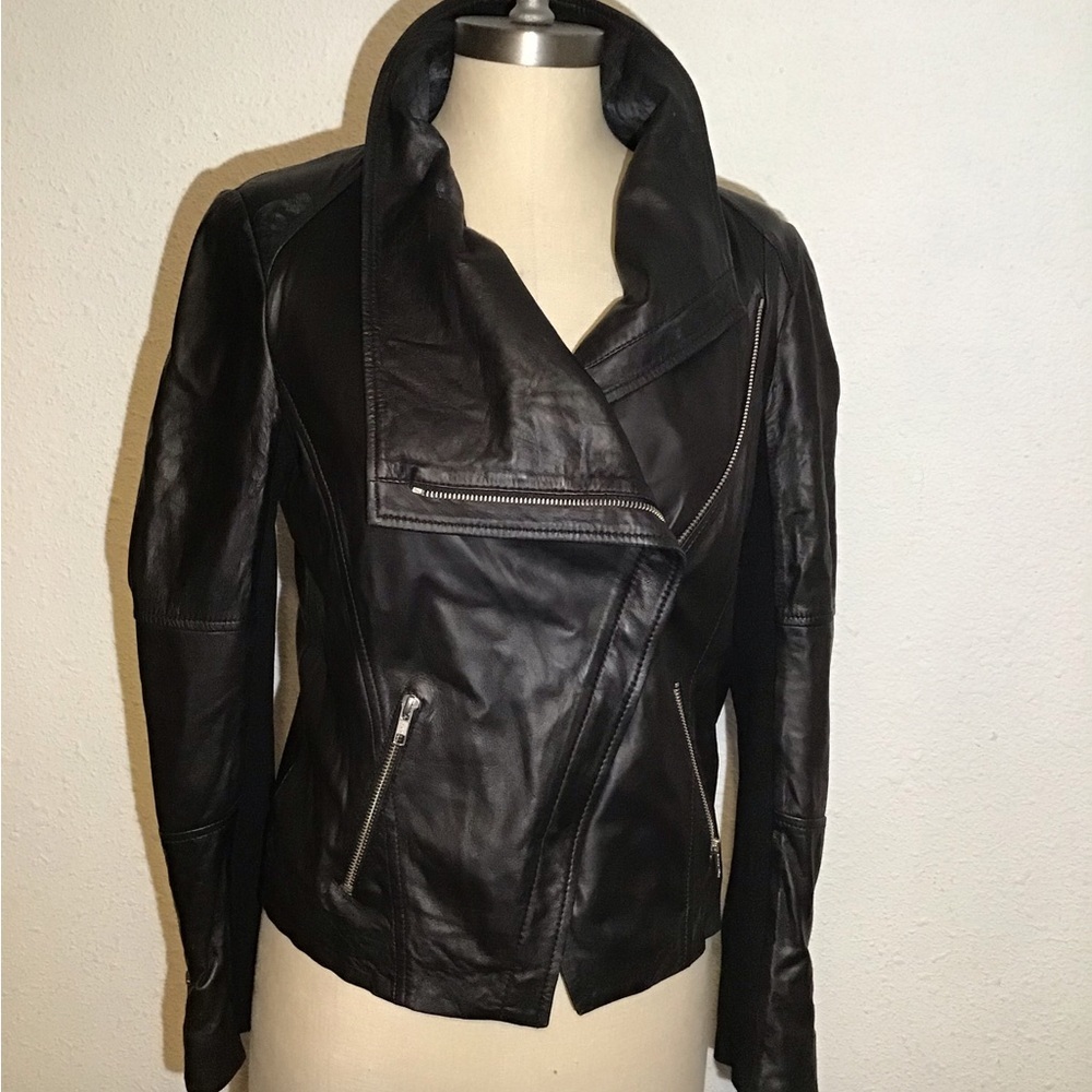 Trouvé black leather Moto jacket size small